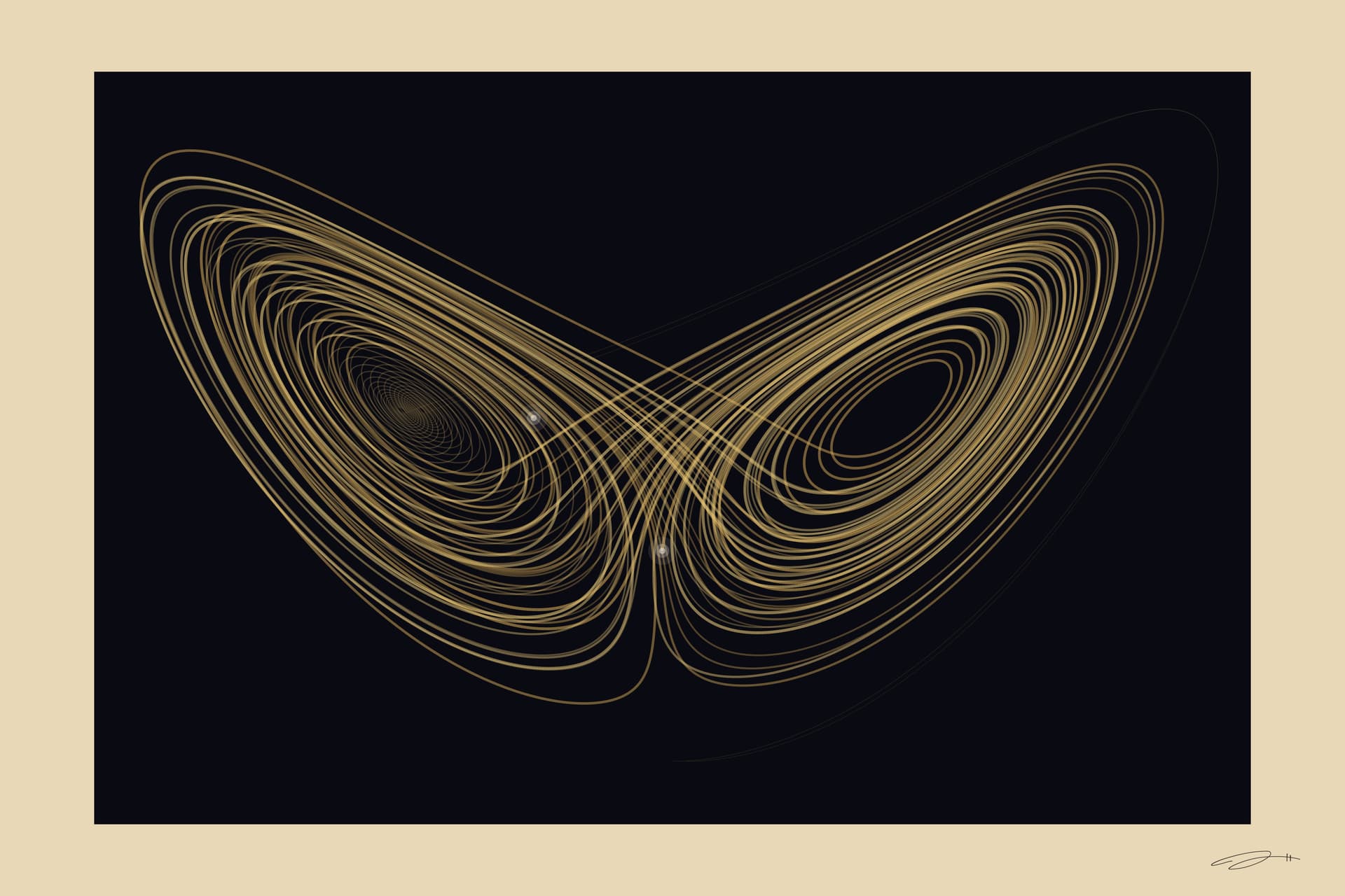 Lorenz — minimalist mathematical fine art print from the connection series by Geometry of Feeling