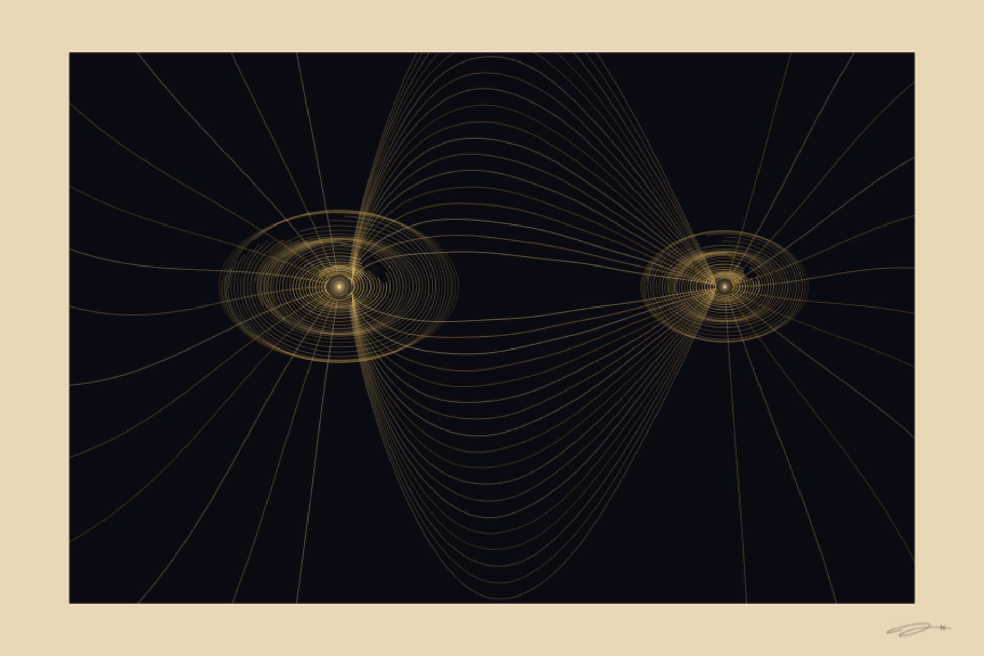 Magnetic — minimalist mathematical fine art print from the connection series by Geometry of Feeling