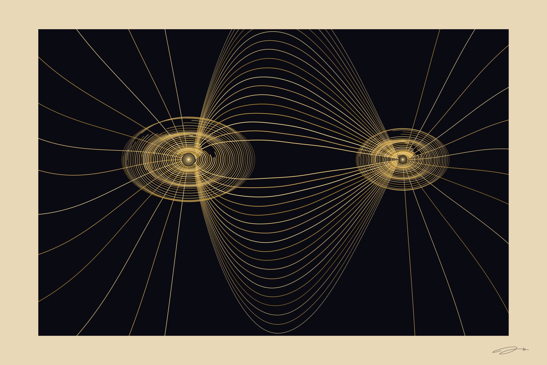 Magnetic — minimalist mathematical fine art print from the connection series by Geometry of Feeling