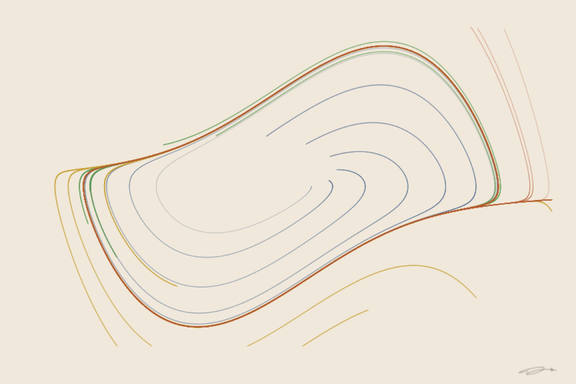 Phase Portrait — minimalist mathematical fine art print from the cycles series by Geometry of Feeling