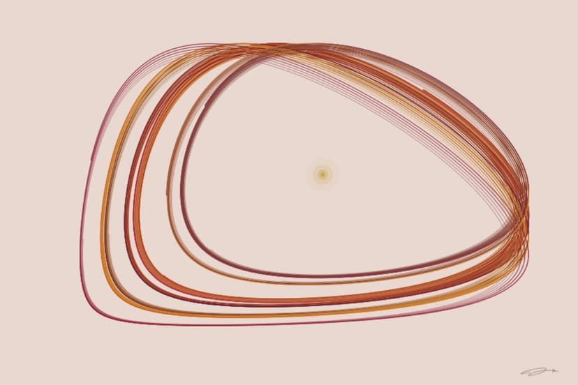 Pursuit — mathematical art print from the DESIRE series exploring wanting, pull, gravitational attraction