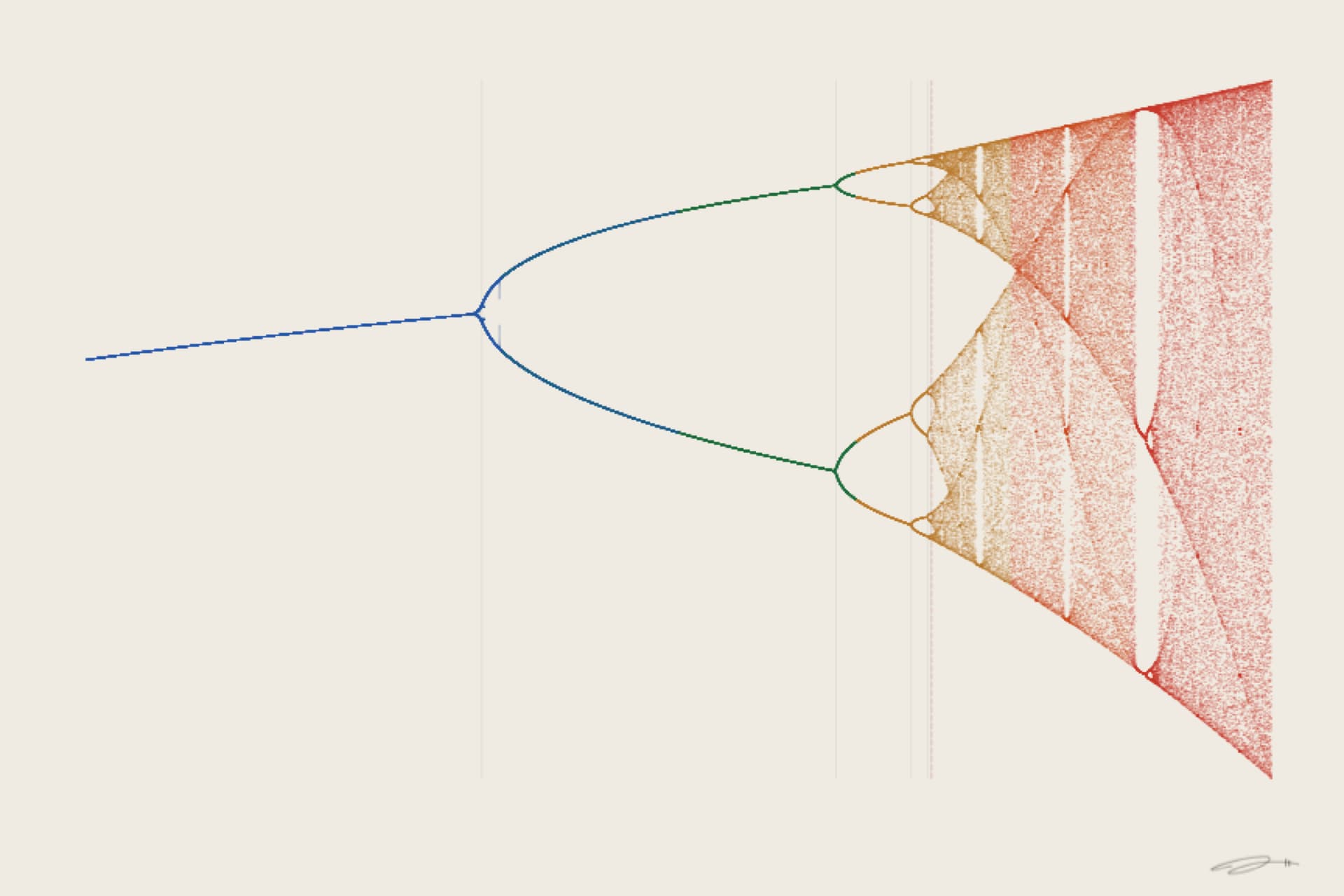 Bifurcation — minimalist mathematical fine art print from the fractured series by Geometry of Feeling