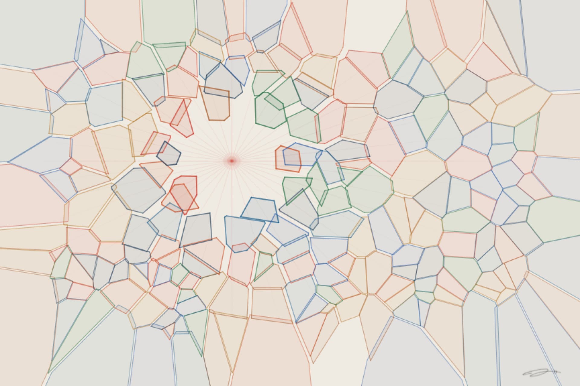 Voronoi Shatter — minimalist mathematical fine art print from the fractured series by Geometry of Feeling