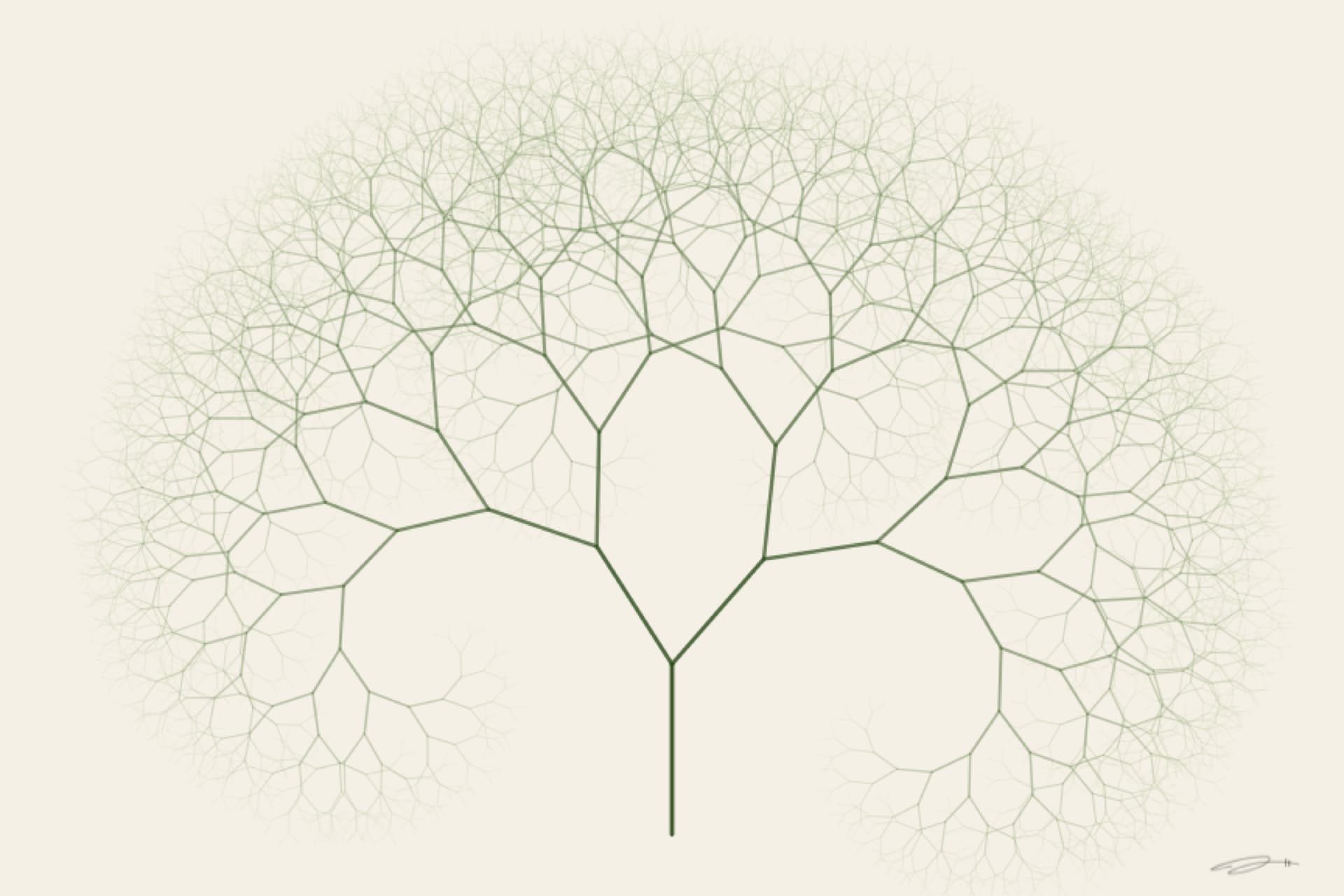 Branch — minimalist mathematical fine art print from the growth series by Geometry of Feeling
