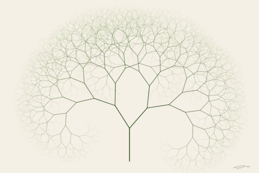 Branch — mathematical art print from the GROWTH series exploring emergence, branching, reaching toward light