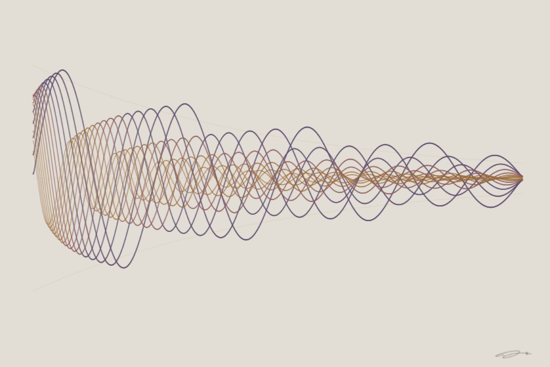 Harmonic Decay — minimalist mathematical fine art print from the longing series by Geometry of Feeling