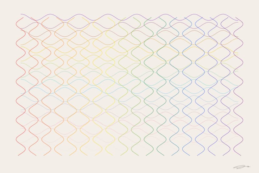 Woven Resilience — mathematical art print from the PRIDE series exploring identity, solidarity, sheltering one another, standing together