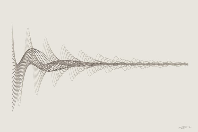 Settle — mathematical art print from the SURRENDER series exploring letting go, release, allowing the fall