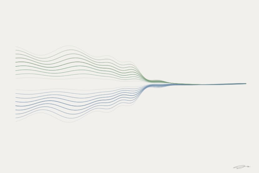 Handshake — mathematical art print from the TRUST series exploring synchrony, mutual vulnerability, shared rhythm