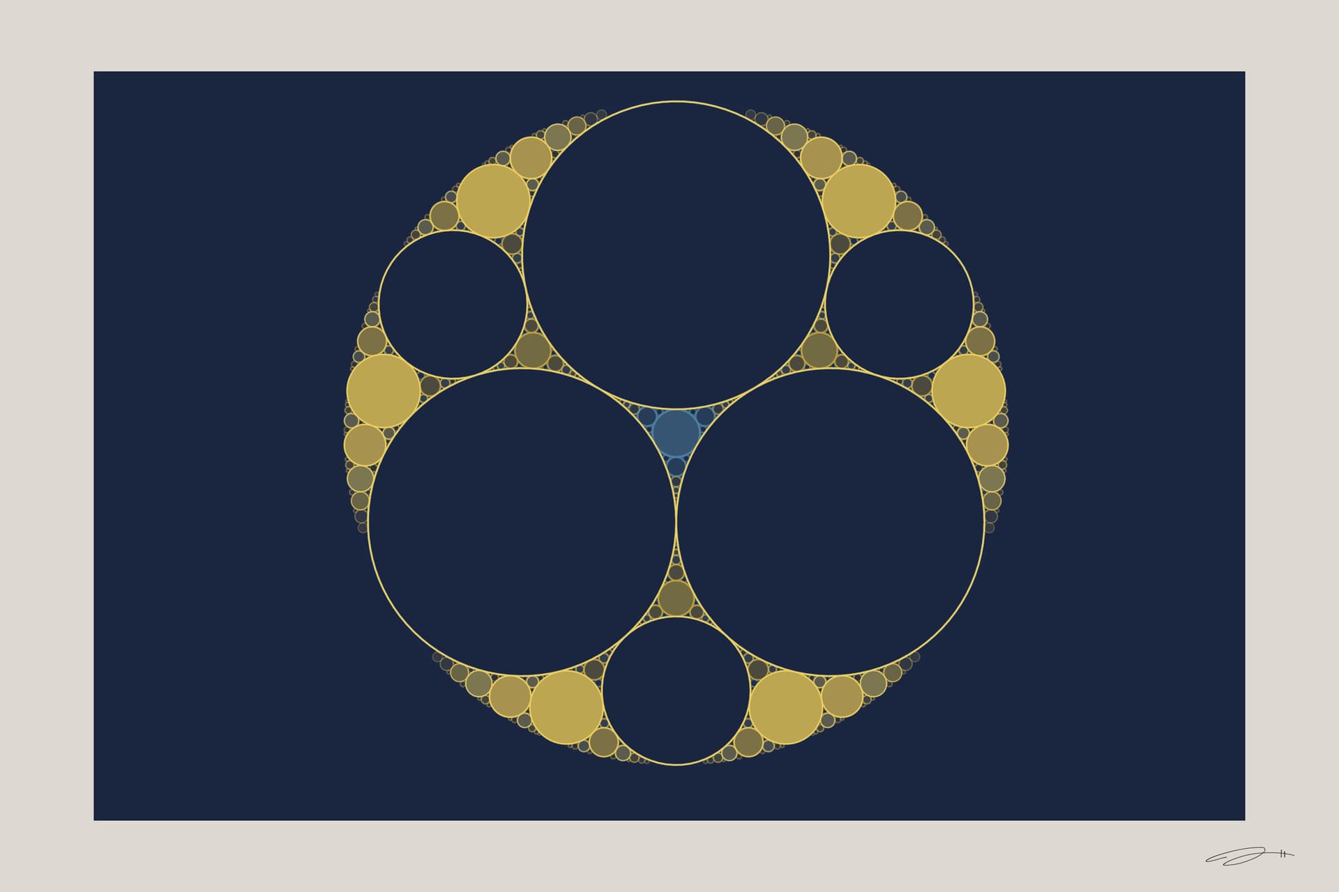 Apollonian Gasket — minimalist mathematical fine art print from the wonder series by Geometry of Feeling