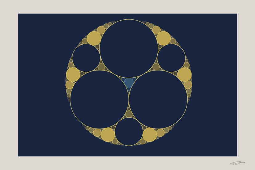Apollonian Gasket — mathematical art print from the WONDER series exploring awe at structure, the surprise of hidden order